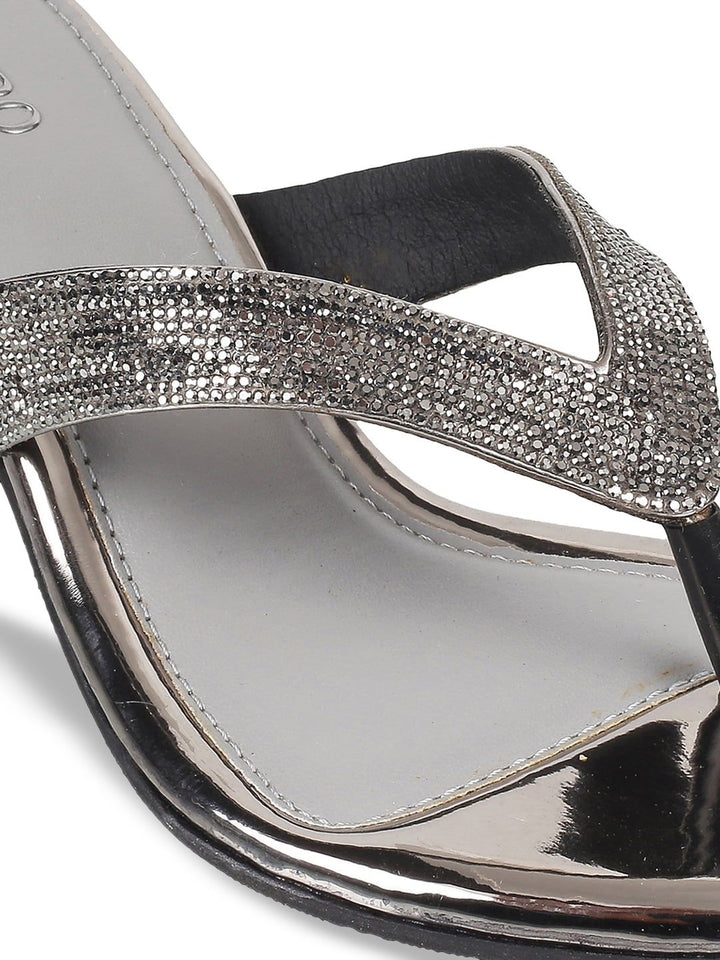 Metro Embellished Open Toe Kitten Heels