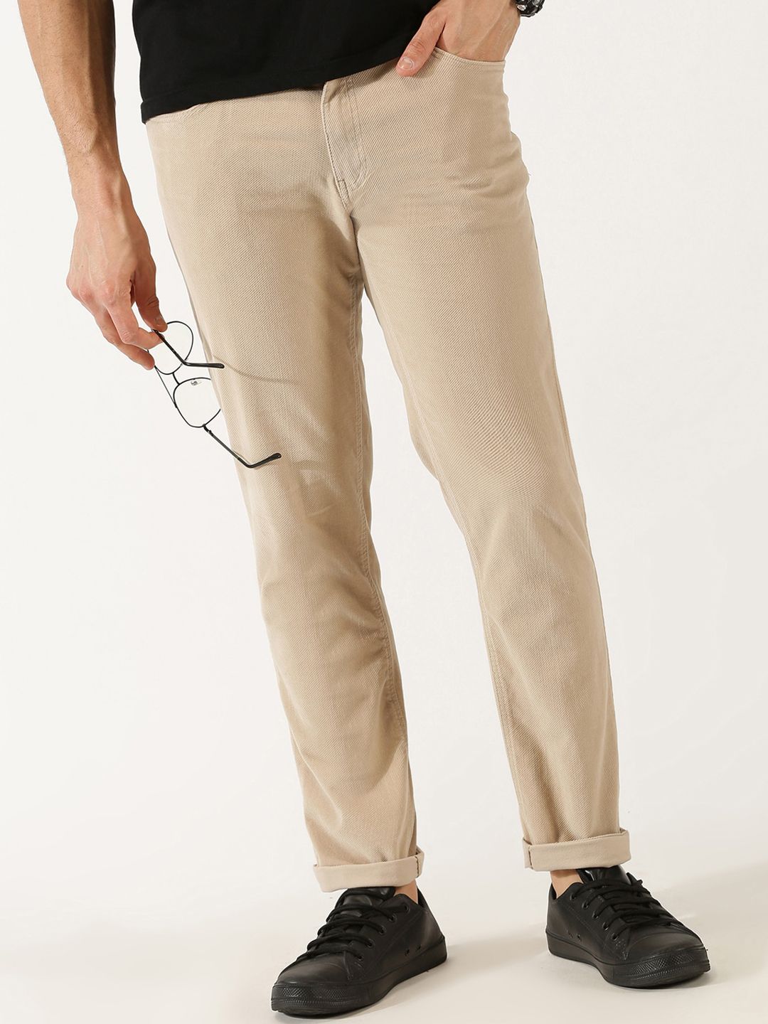Thomas Scott  Men Regular Fit Corduroy Chinos Trousers