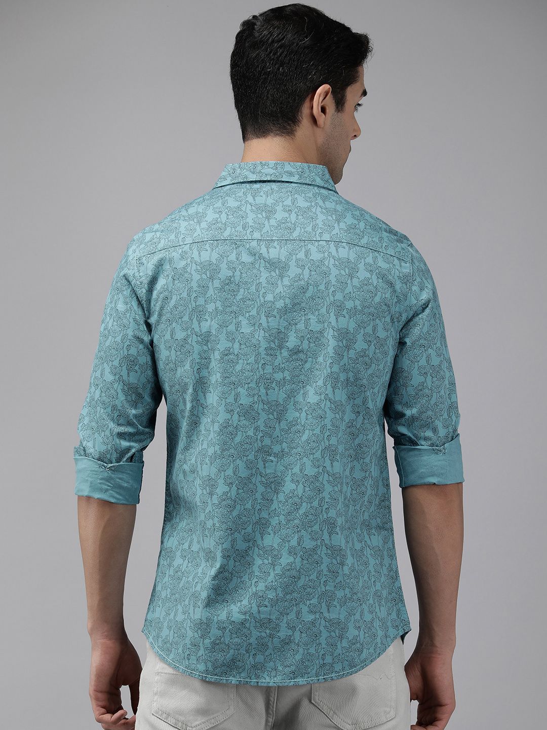 SPYKAR Pure Cotton Slim Fit Floral Printed Casual Shirt
