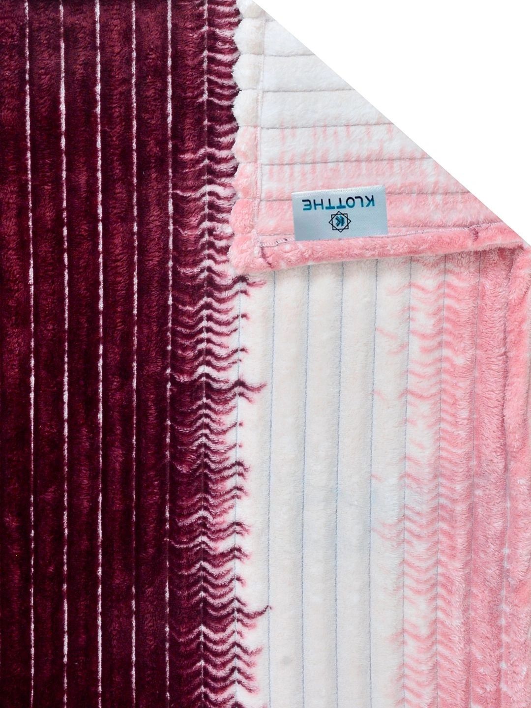 KLOTTHE Maroon & Pink Striped 300 TC King Bedsheet with 2 Pillow Covers
