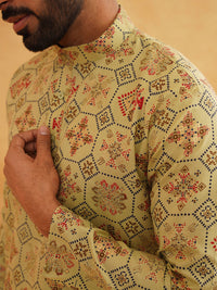 SOJANYA Motif Etnik Bercetak Kurta Kolar Mandarin Dengan Seluar