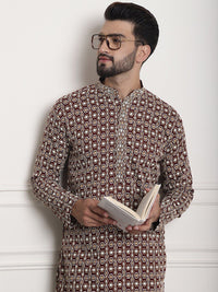 SOJANYA Kurta Kolar Mandarin Sulam Geometrik