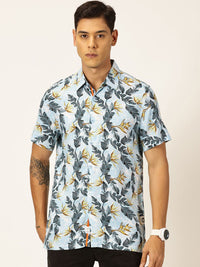 Thomas Scott Men Premium Floral Printed Spread Collar Casual Shirt