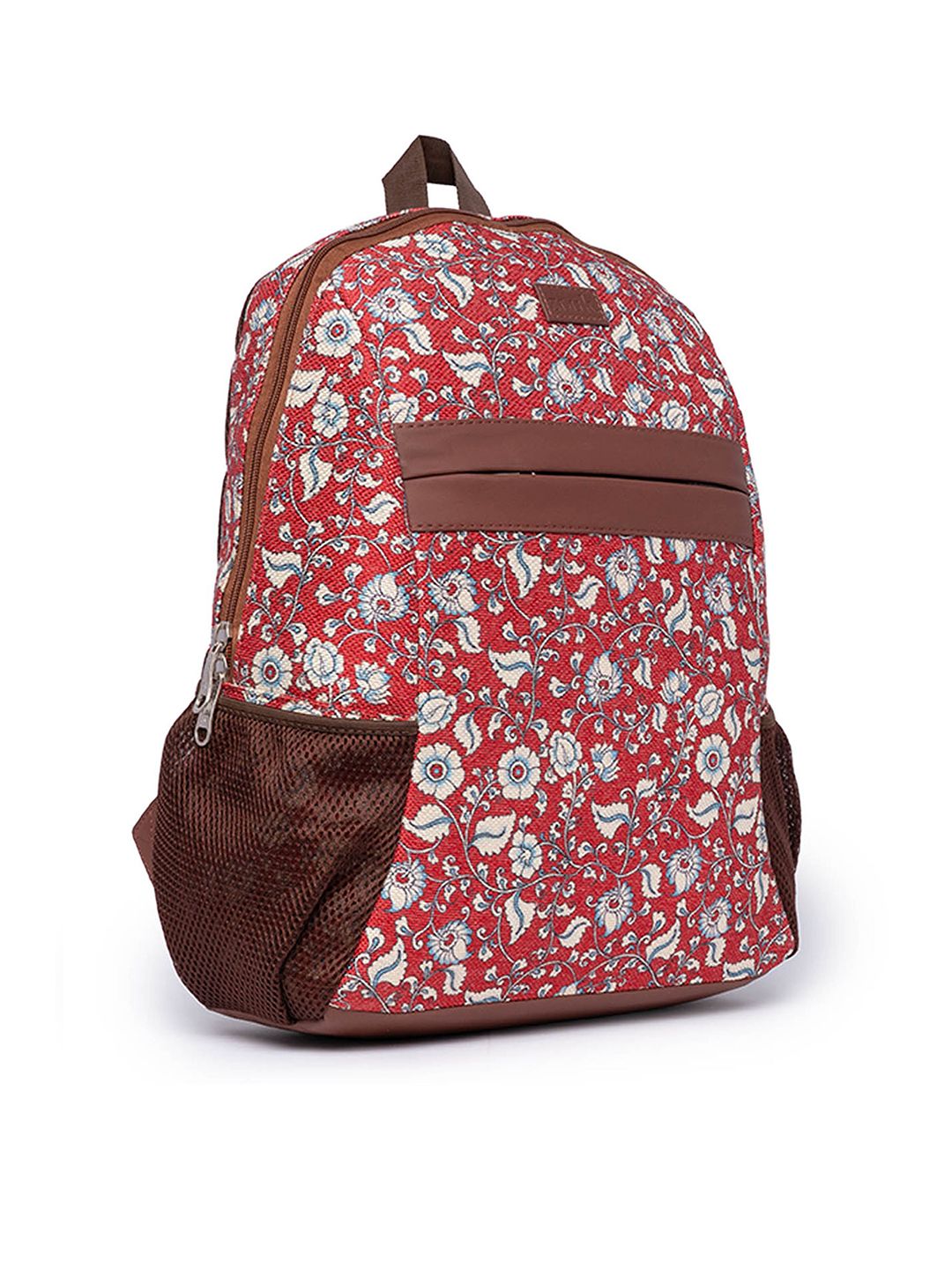 ZOUK Women Floral Printed Vegan Leather Laptop Backpack