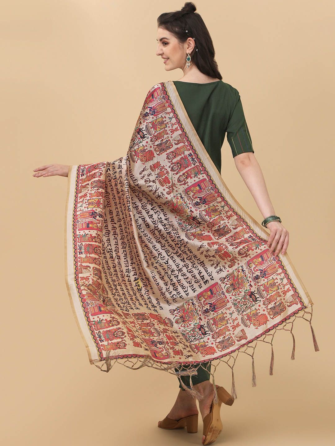 KALINI Women Striped Kurta with Trousers with Digital Print Dupatta