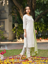 KALINI Women Embroidered Regular Gotta Patti Kurta with Trousers & With Dupatta