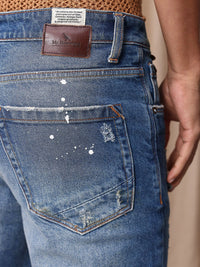 Mr Bowerbird Men Cropped Tapered Fit Mildly Distressed Heavy Fade Printed Jeans