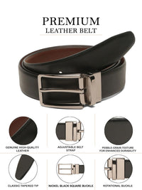 Teakwood Leathers Men Textured Leather Reversible Formal Belt
