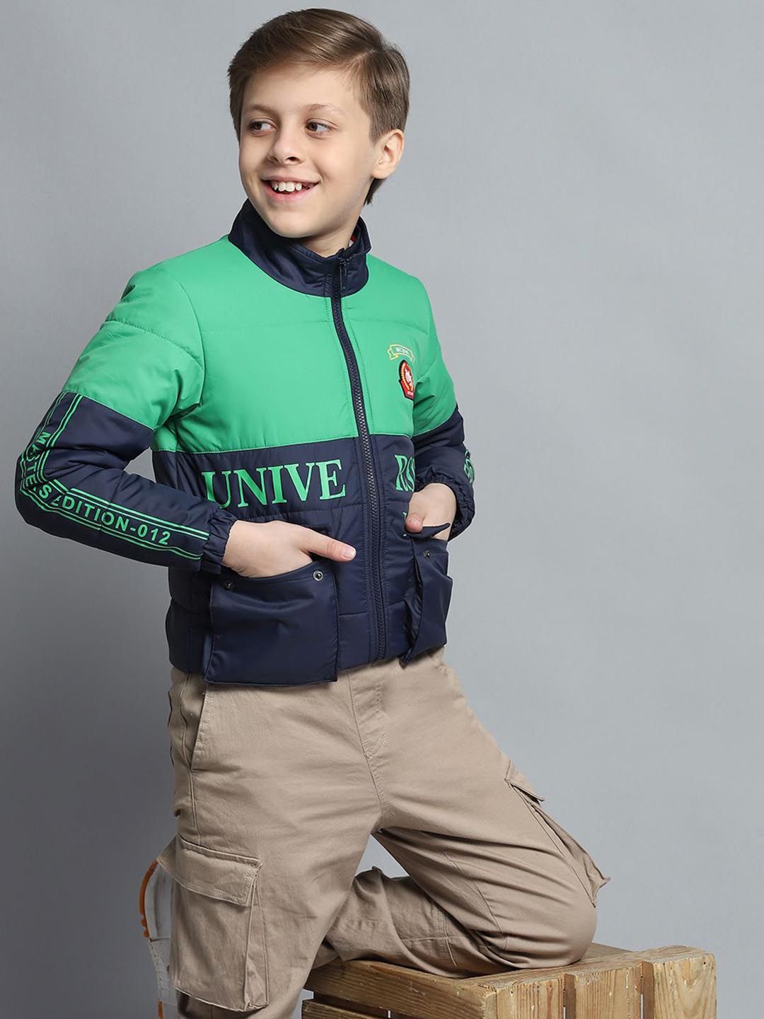 Monte Carlo Boys Mock Collar Colourblocked Casual Lightweight Padded Jacket