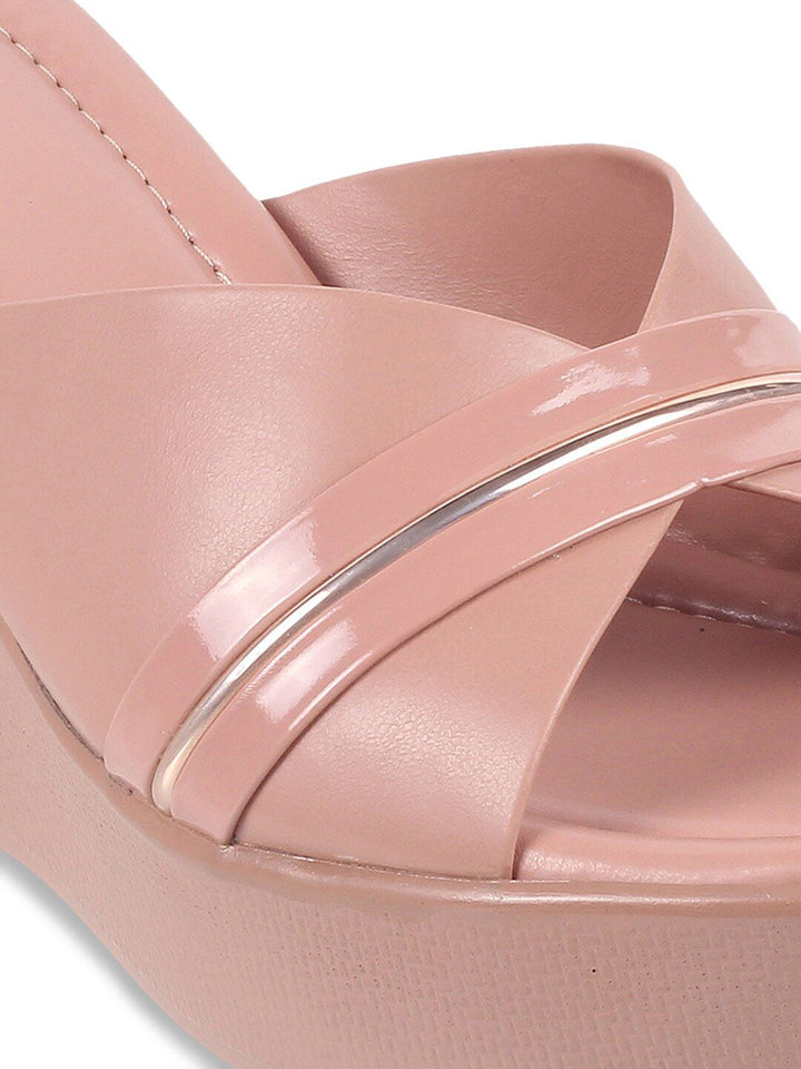 Metro Solid Wedge Heels With Open Back