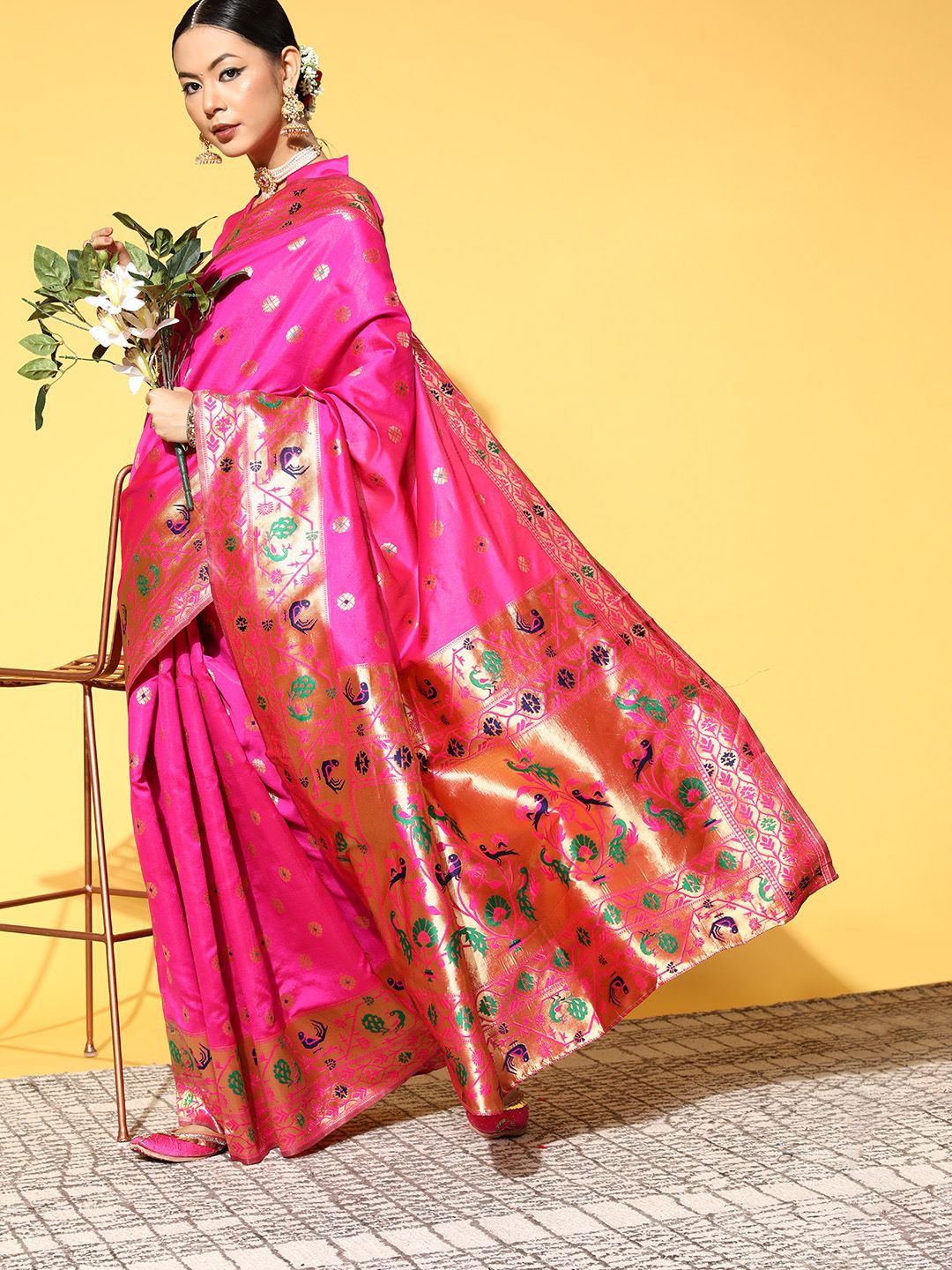 Saree mall Ethnic Motifs Saree With Woven Design Border