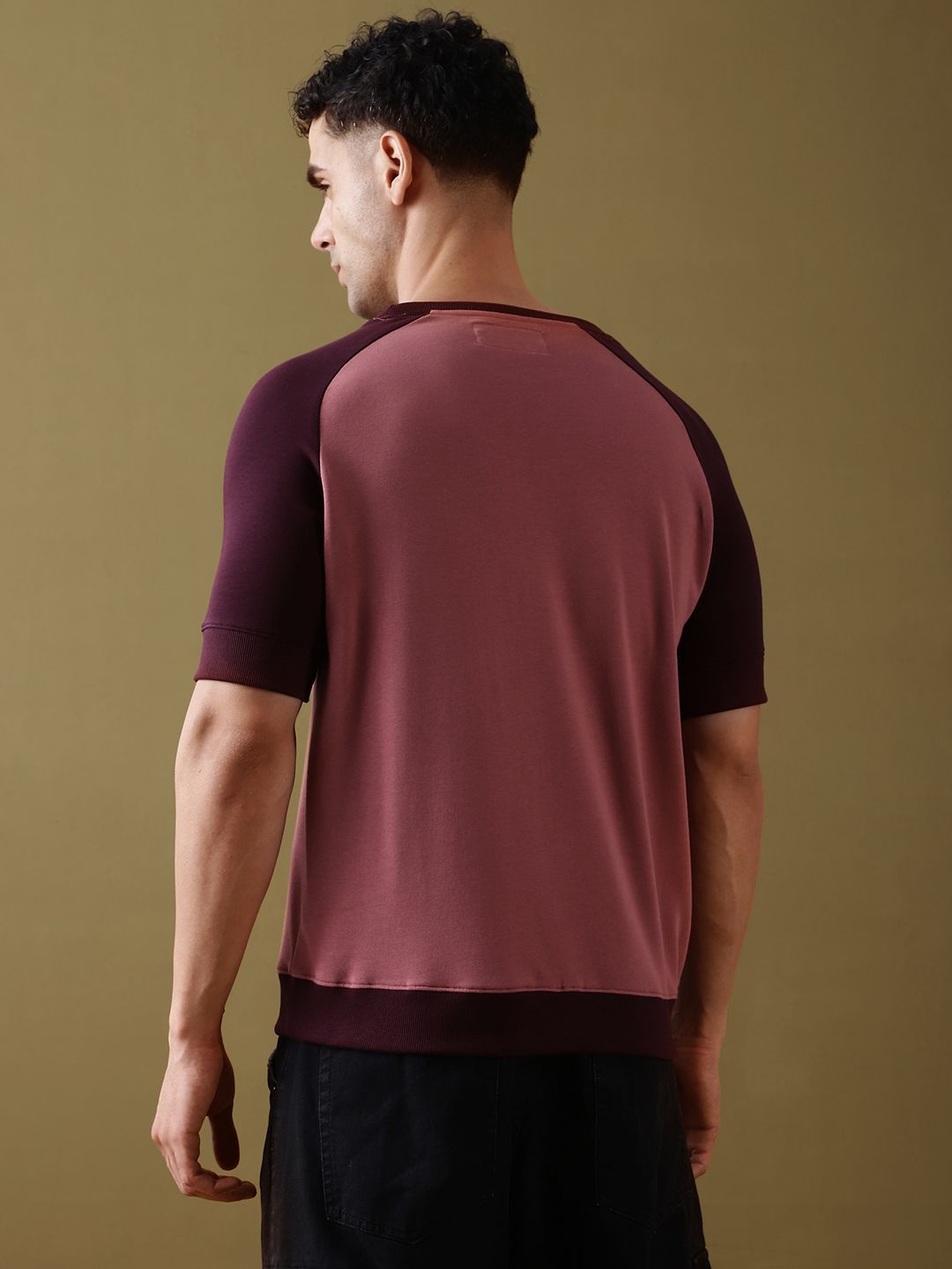 DILLINGER Men Colourblocked Ultra Soft Drapey Cotton Raglan T-Shirt