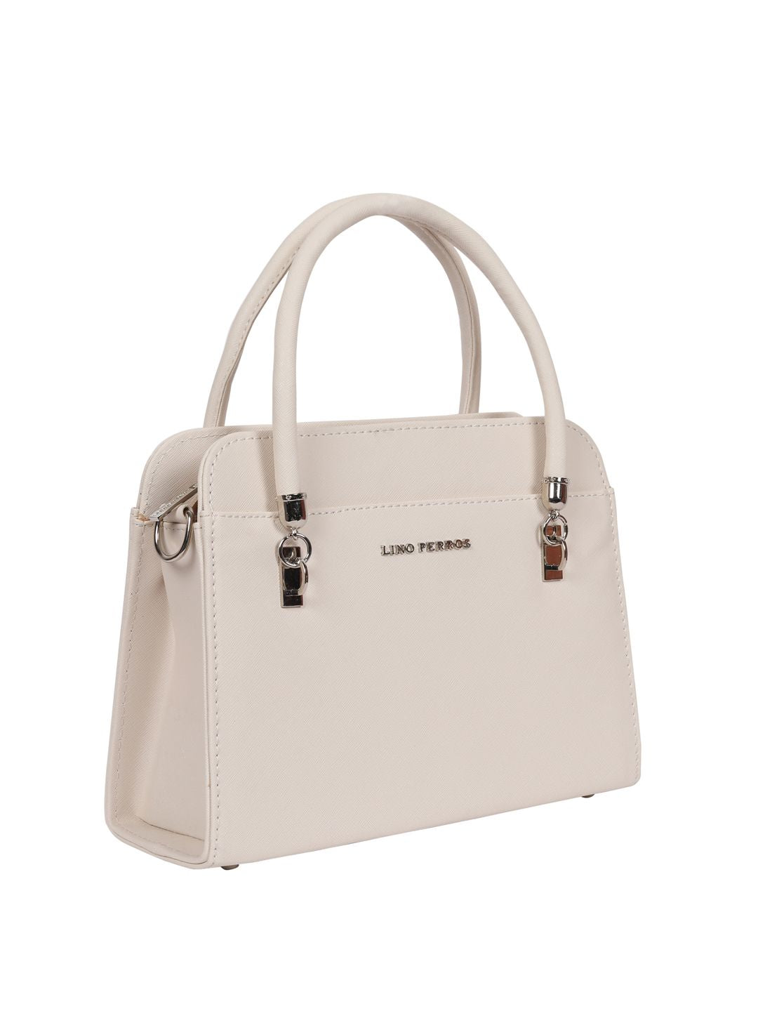 Lino Perros Off-White Solid Handheld Bag with Detachable Sling Strap