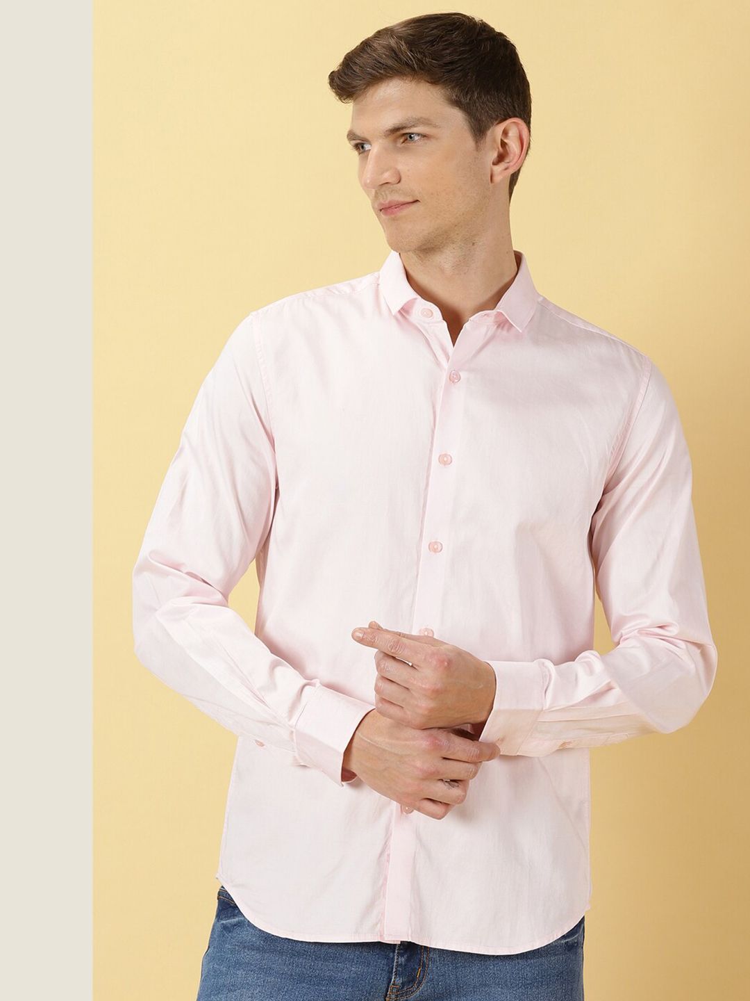 Thomas Scott Classic Slim Fit Spread Collar Casual Shirt