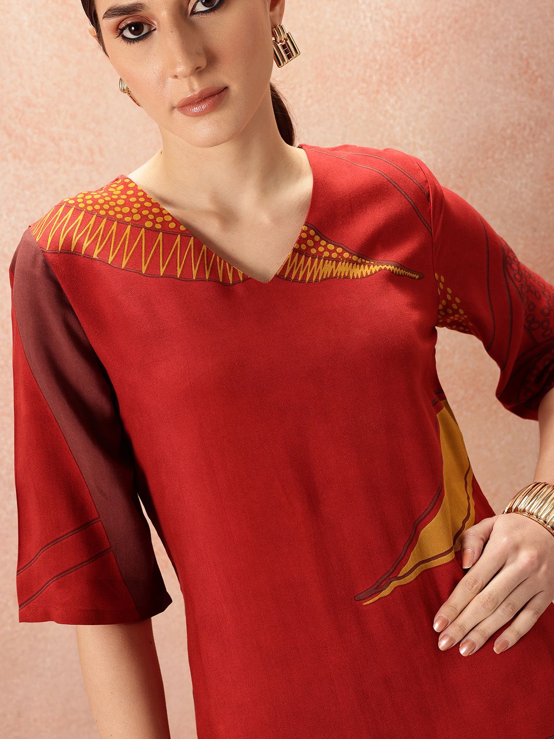 all about you Printed Regular Kurta & Trousers