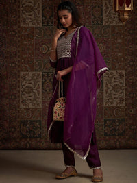 Indo Era Yoke Design Embroidered Regular Kurta With Trousers & With Dupatta