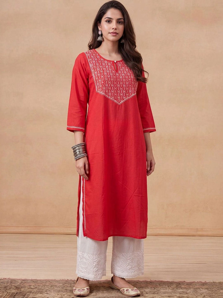 House of Chikankari Women Embroidered Thread Work Kurta
