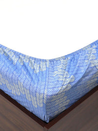 BOMBAY DYEING Blue & White Floral Cotton 144 TC Queen Bedsheet Set-1.52 m X 1.98 m X 30 cm