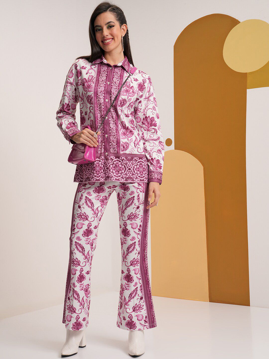 Vishudh Printed Co-Ord Set -Shirt With Elasticated Palazzo