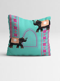 STITCHNEST Pink & Sea Green Set of 5 Ethnic Motifs Square Cushion Covers