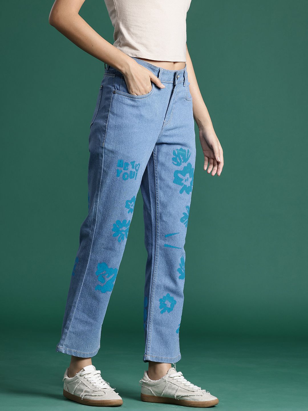 DressBerry Women Stretchable Printed Straight Fit Jeans