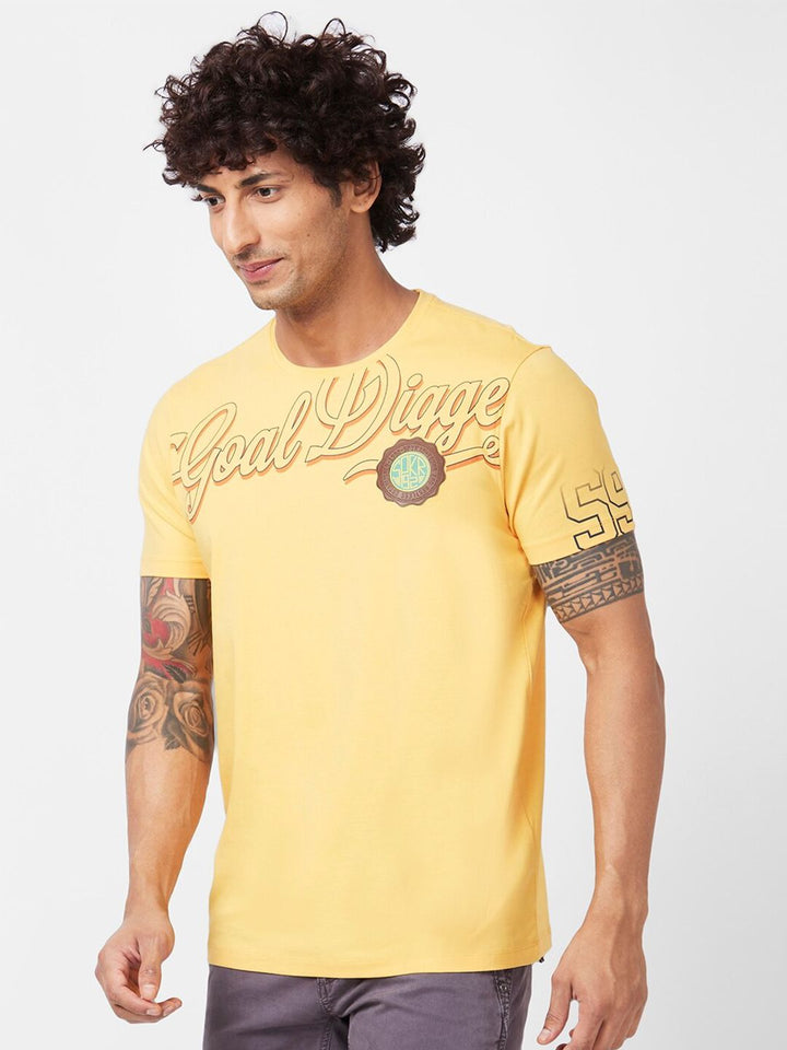 SPYKAR Typography Printed Slim Fit Cotton Casual T-Shirt