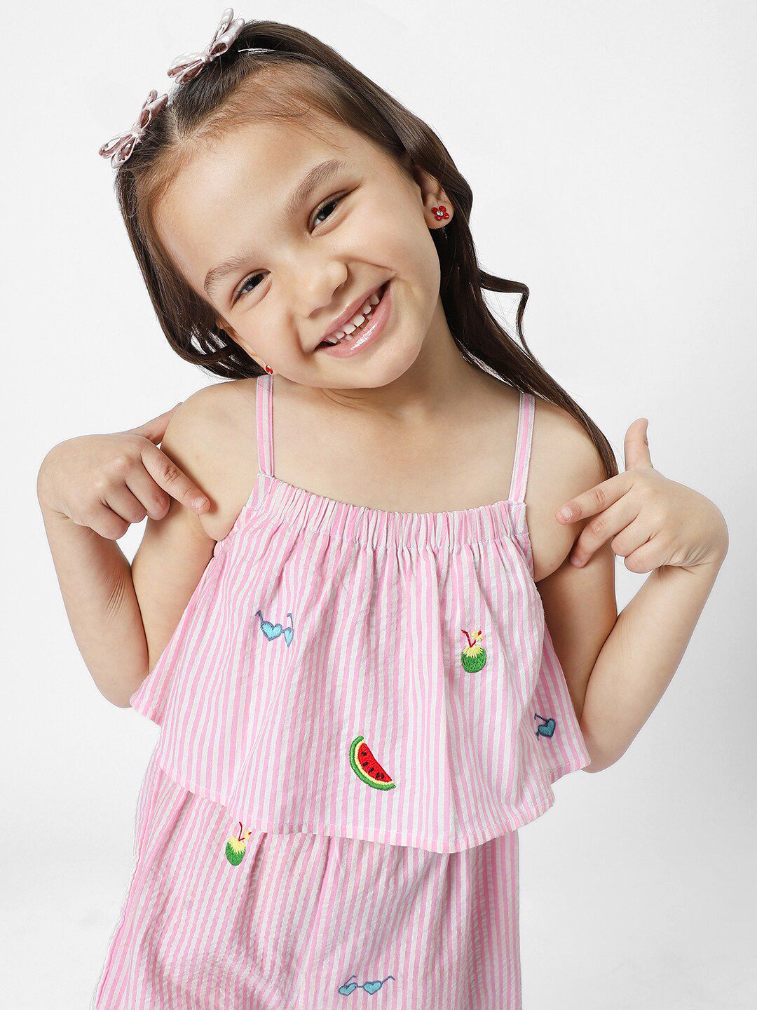 Nauti Nati Girls Striped Pure Cotton Playsuit
