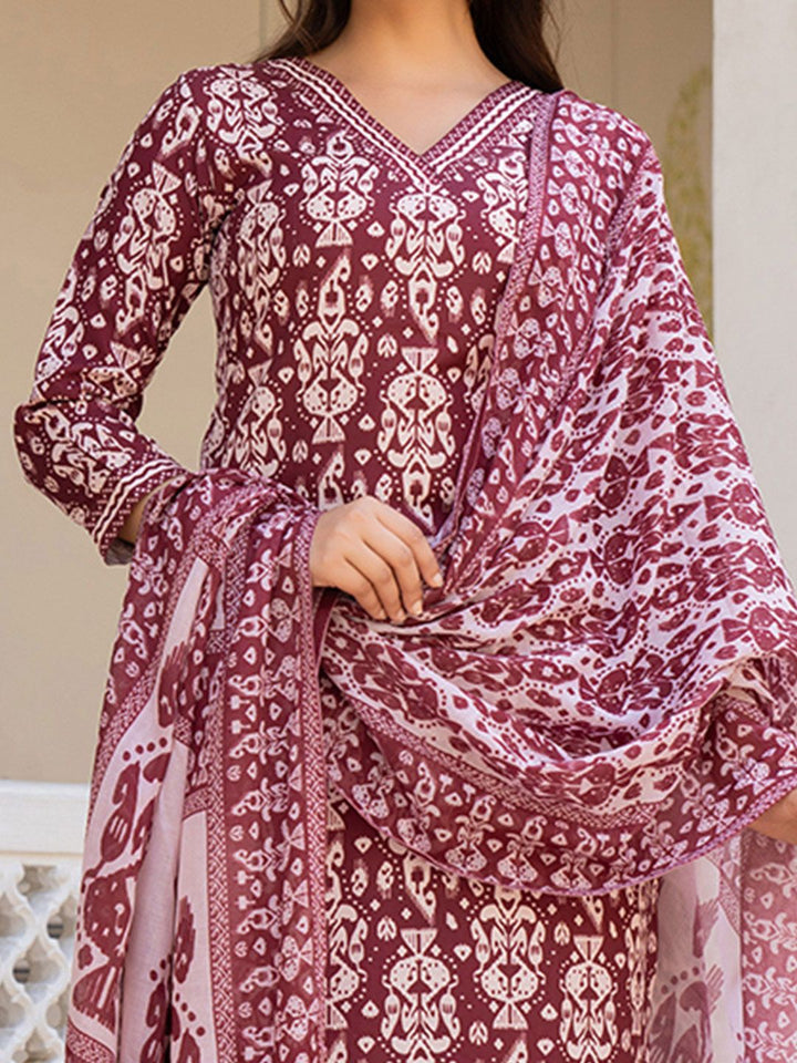 KALINI Ethnic Motifs Printed Straight Kurta with Trousers & Dupatta