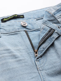 DressBerry Women Blue Flared Mildly Distressed Heavy Fade Stretchable Jeans