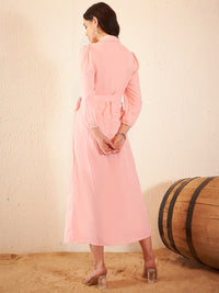 DENNISON Puff Sleeve Belted Shirt Dress