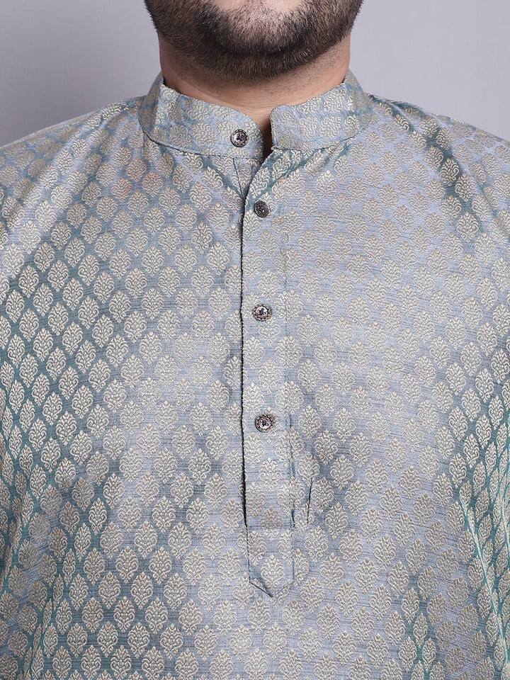 SOJANYA PLUS Ethnic Motifs Woven Design Regular Kurta With Pyjamas & Nehru Jacket~