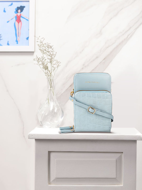 Lino Perros Women Blue Animal Printed PU Structured Sling Bag