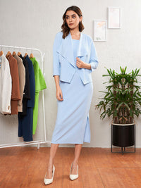 SASSAFRAS worklyf Spread Collar Bodycon Dress With Crop Shrug
