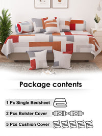 Story@home Geometric Printed 8 Pc Satin Finish Diwan Set