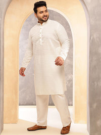SOJANYA PLUS Men Geometric Embroidered Cotton Kurta with Pyjama