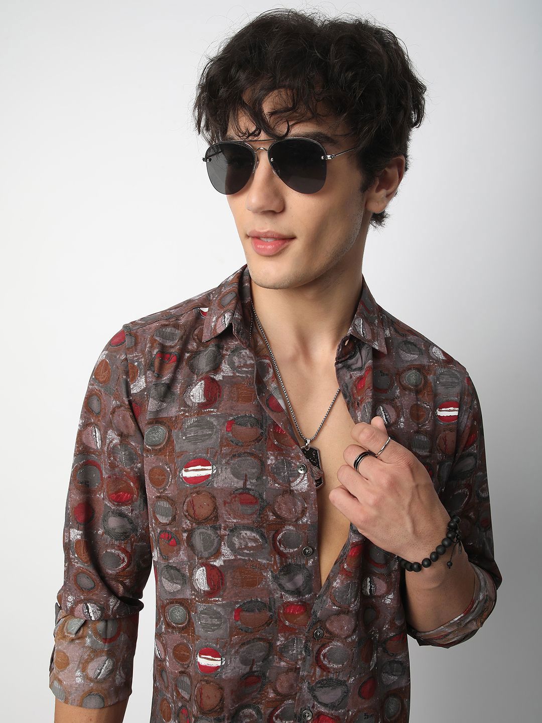 VASTRADO Men Classic Spread Collar Abstract Printed Slim Fit Casual Shirt