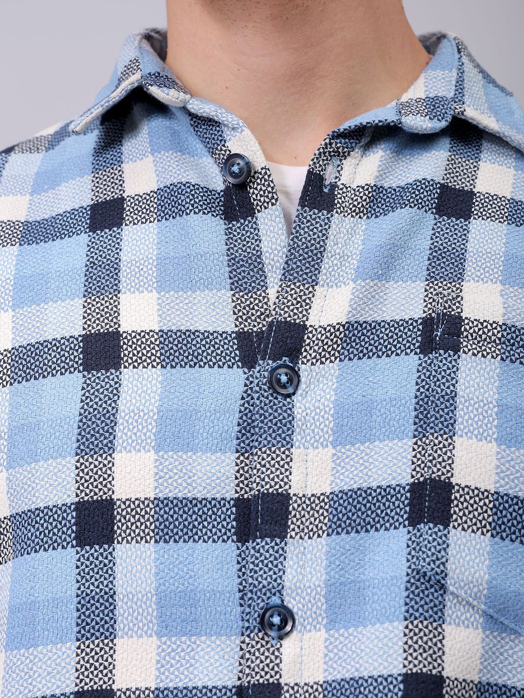 The Indian Garage Co Men Relaxed Fit Checked Dobby Textured Resortwear Shirt