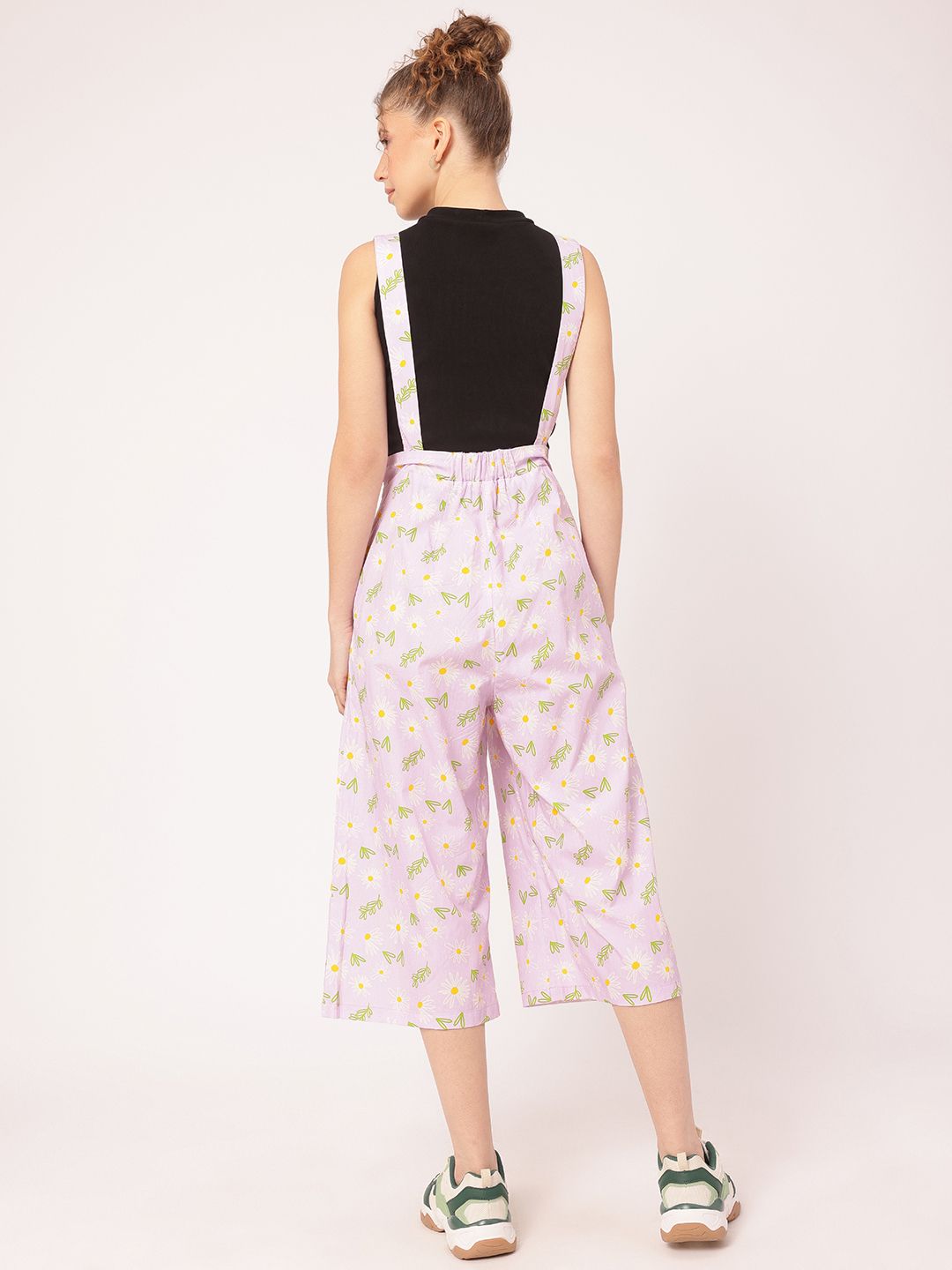 DressBerry Vibrant-Blooms Floral Printed Shoulder Straps Jumpsuit