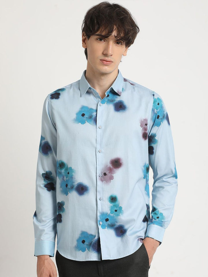 THE BEAR HOUSE Slim Fit Tie & Dye Pure Cotton Casual Shirt