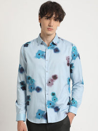 THE BEAR HOUSE Slim Fit Tie & Dye Pure Cotton Casual Shirt
