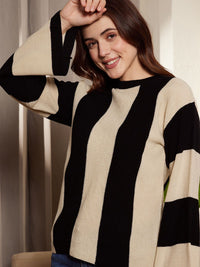 Berrylush Striped Acrylic Pullover Sweater