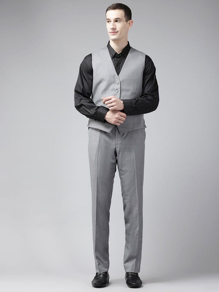 Park Avenue Notched Lapel Collar Oxford Weave 3 Piece Formal Suit