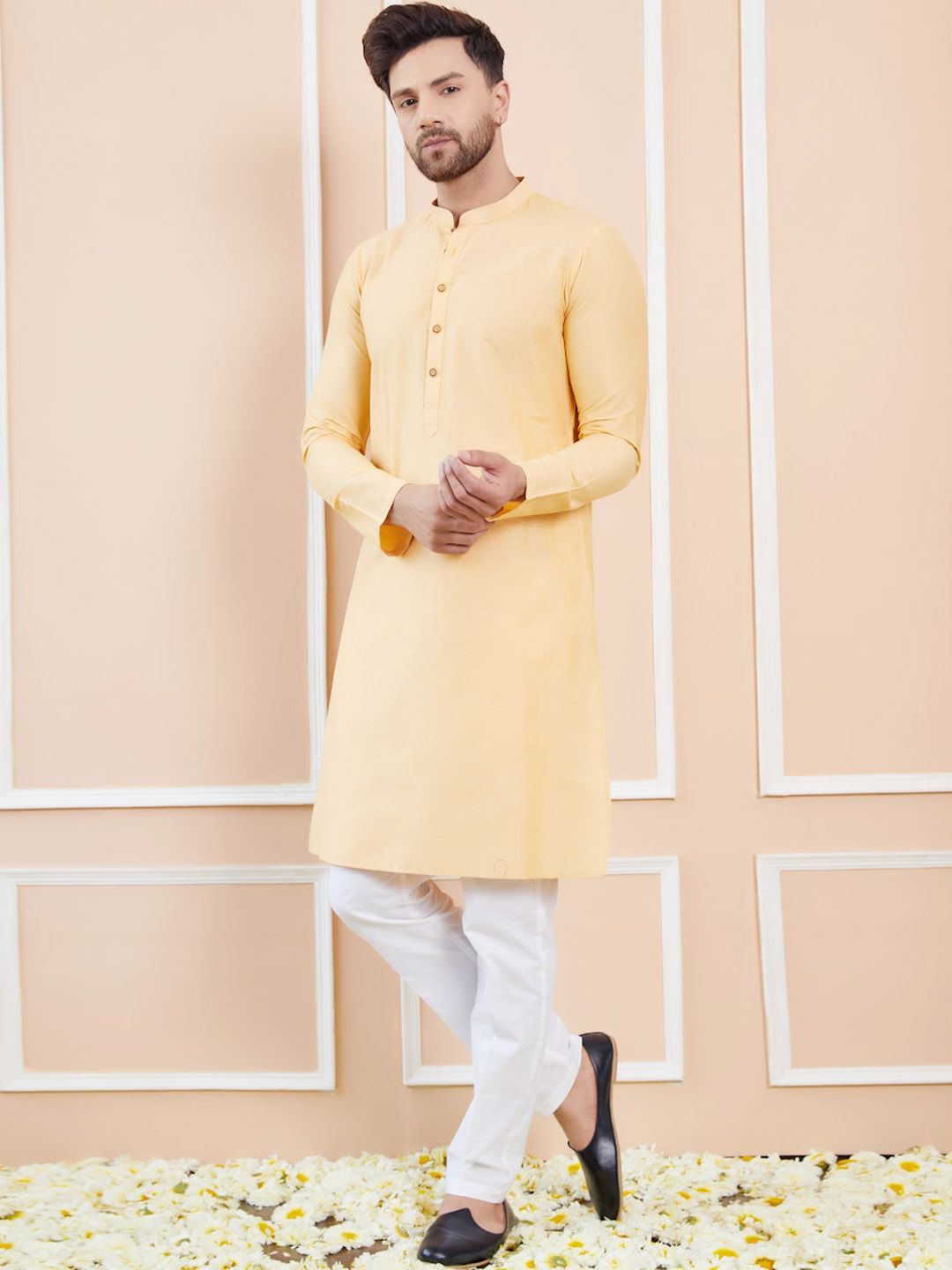 See Designs Mandarin Collar Cotton Straight Kurta
