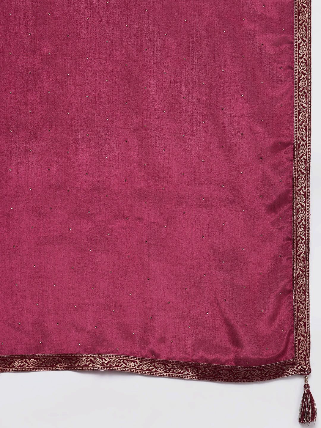 Libas Women Fuchsia Floral Yoke Design Kurta with Sharara & With Dupatta