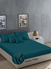 Myntra Elegant Homes Teal 400 TC Cadar dengan 2 Sarung Bantal