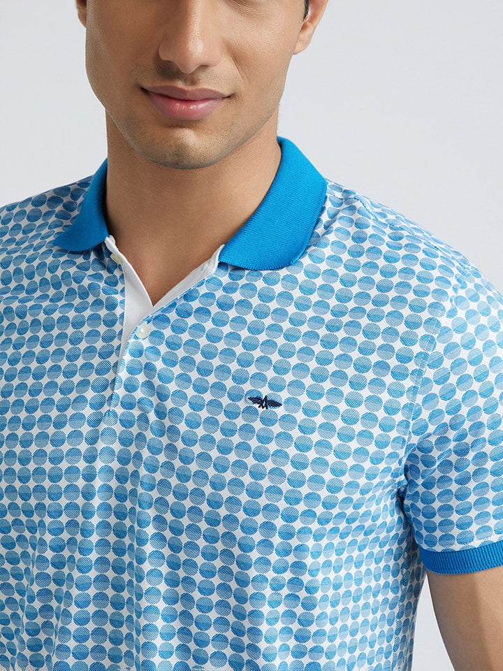 Park Avenue Men Geometric Print Polo Collar Slim Fit T-shirt