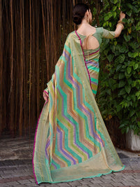 KALINI Women Silk Blend Woven Banarasi Saree With Blouse Piece