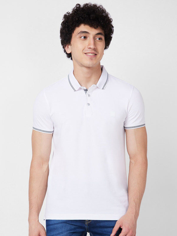 SPYKAR Polo Collar Short Sleeves Cotton Slim Fit T-shirt