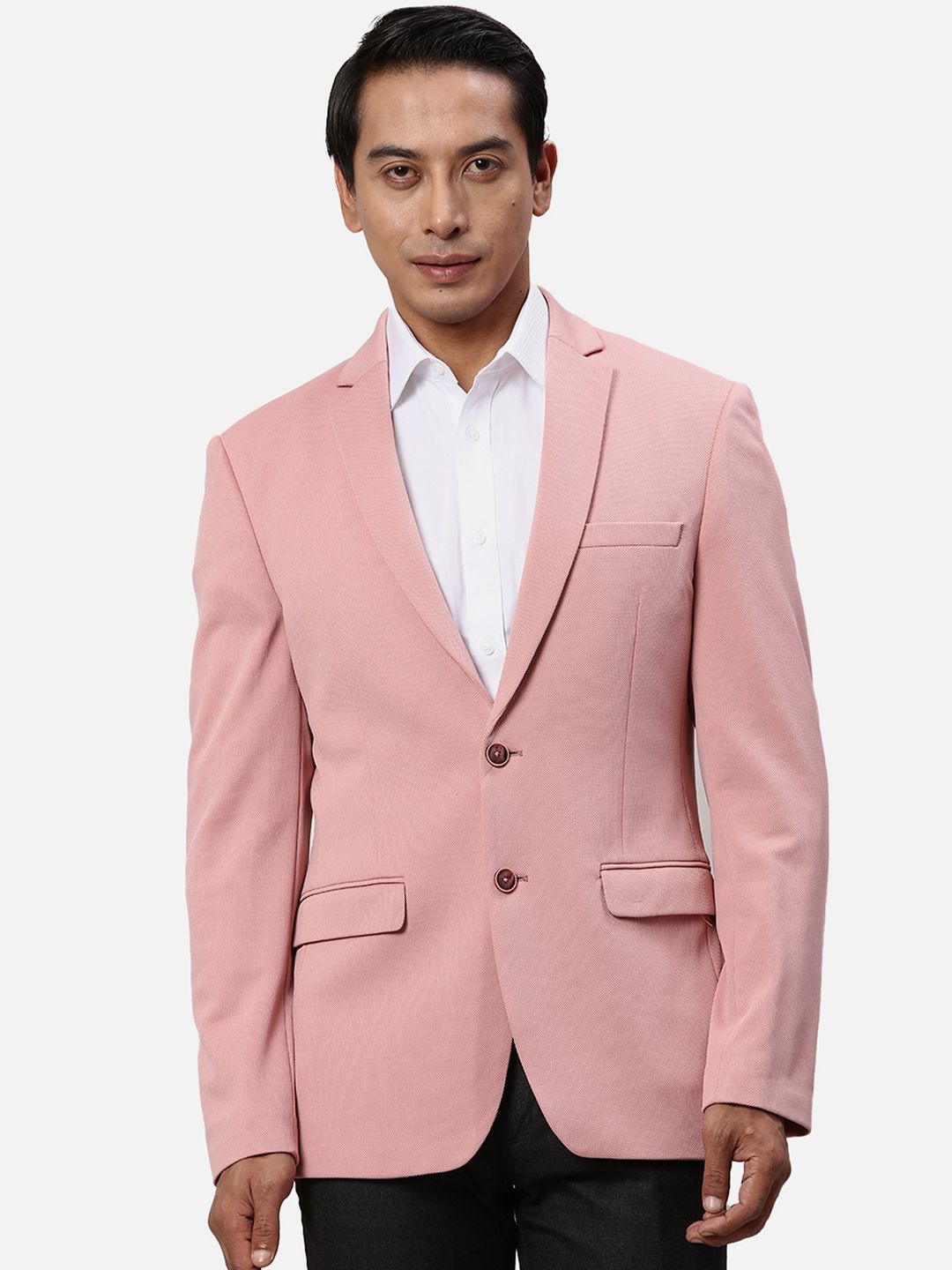 Park Avenue Self-Design Super Slim-Fit Notched Lapel Single Breasted Formal Blazer