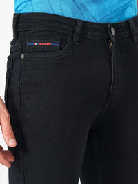 The Indian Garage Co Men Black Bootcut Clean Look Stretchable Jeans